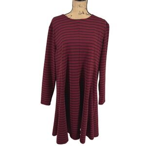 Hutch Maroon and Black Striped Long Sleeve Dress